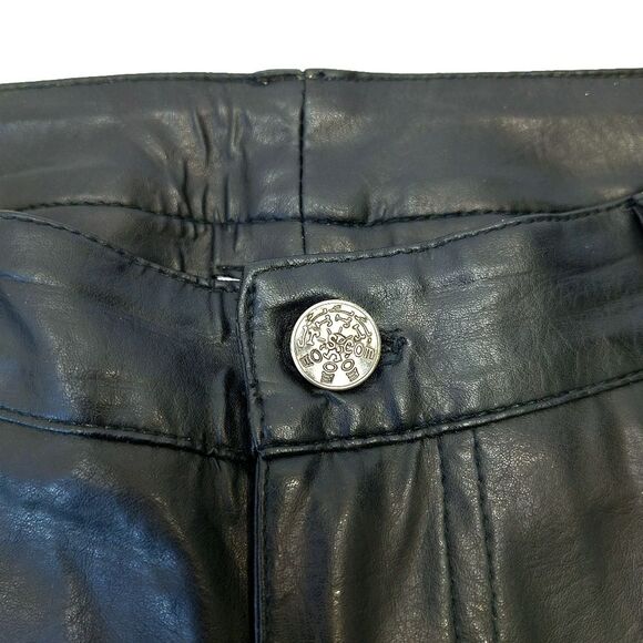 VTG 90s Y2K Black Faux Leather Pleather PVC Pants JR-S.com Cyber Generation Sz 7 - Picture 5 of 8